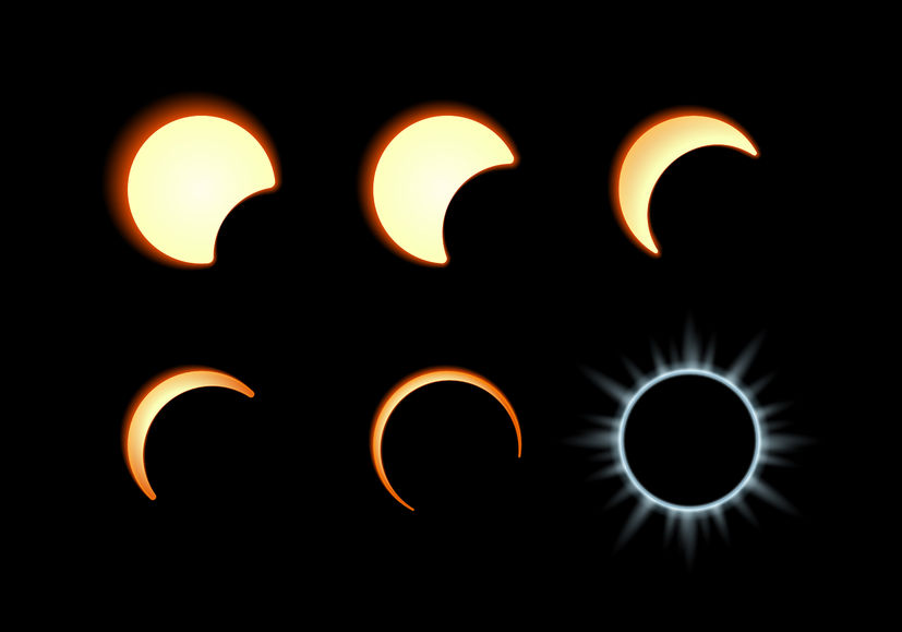 Phase of the solar eclipse. moon covers the solar disk