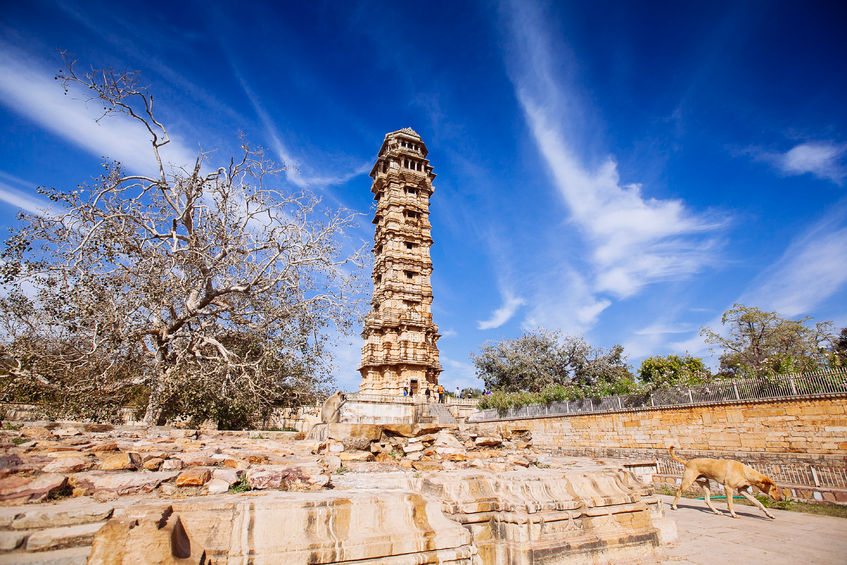 चित्तौरगढ़ किला (15 वीं सताब्दी ) में जीत के विजयी (विजया स्तम्भ) चित्तोंगढ़, भारत